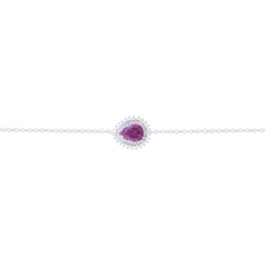 Asfour Chain Necklace made of 925 sterling silver, with a pear Pendant, inlaid with a Tenzanite zircon Stone and decorated with zircon Stones