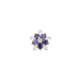 Asfour Crystal 925 Silver Heart Ring With Transparent & Tanzanite Zircon Lobes - Silver - Size 9