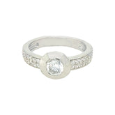 Asfour Crystal 925 Silver With Clear Crystal Lobe Ring - Silver