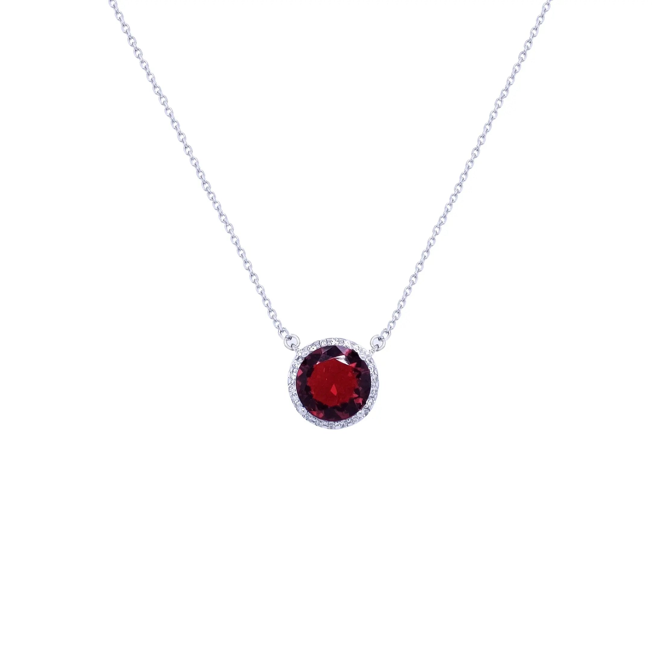 Asfour Sterling Silver 925 With A Red Circular Pendant-Necklaces-Asfour Crystal