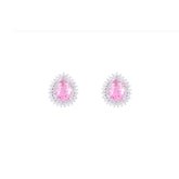Asfour Stud Earrings made of 925 sterling silver, with a pear design, inlaid with a Rose zircon Stone and decorated with zircon Stones