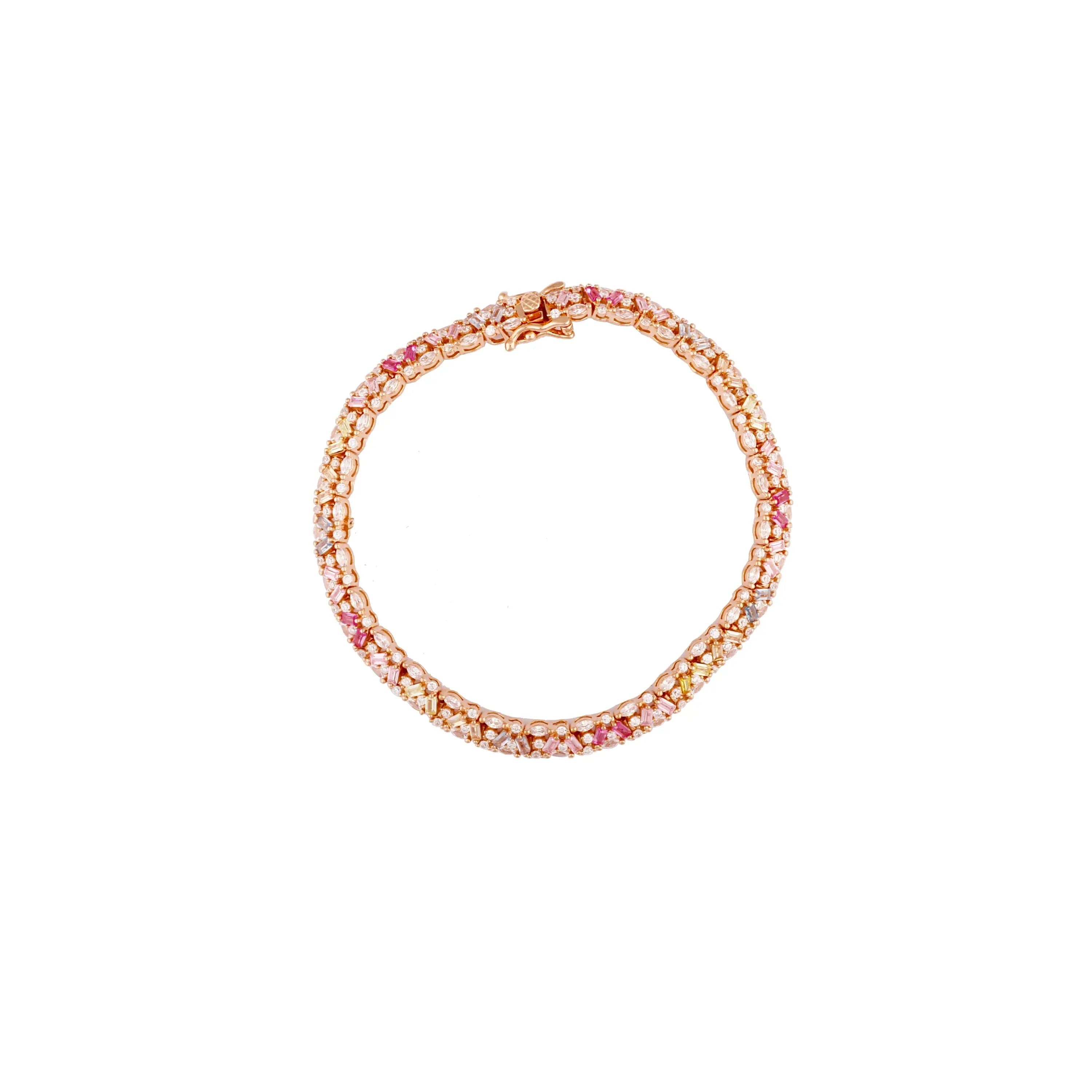 Asfour Tennis Bracelet With In 925 Sterling Silver Stone Zircon Baguette Asfour