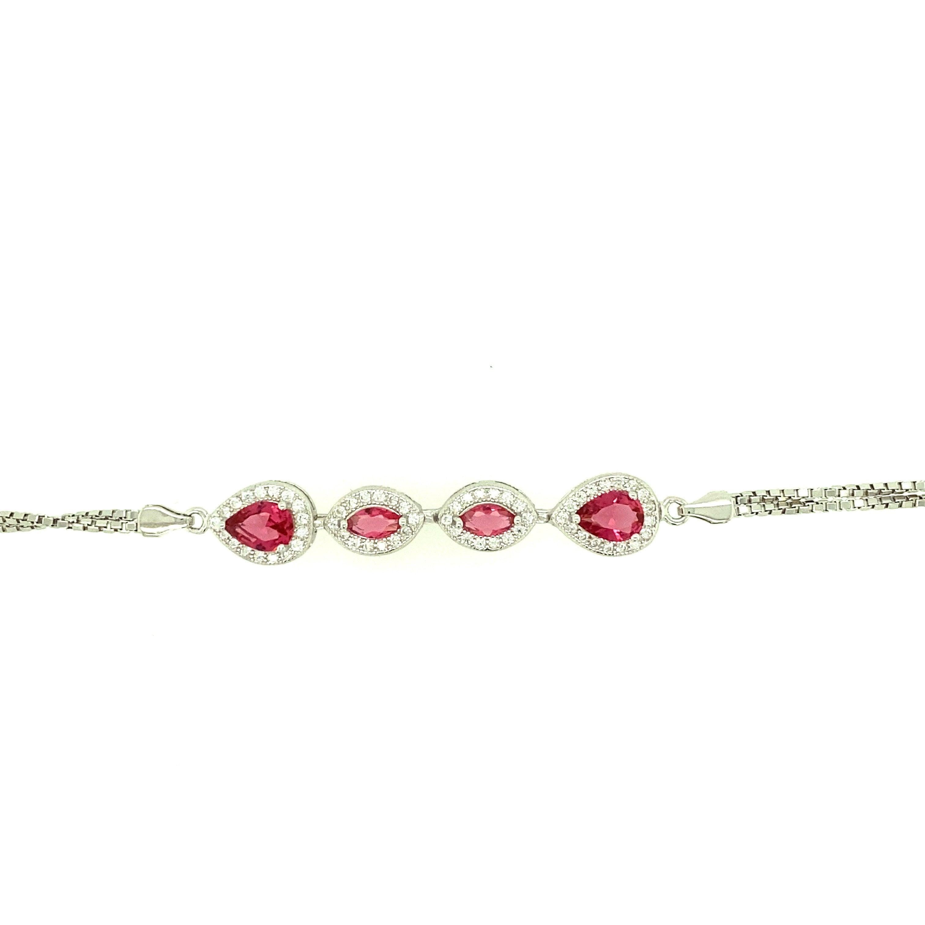 Bracelet B1600-R - 925 Sterling Silver - Asfour Crystal