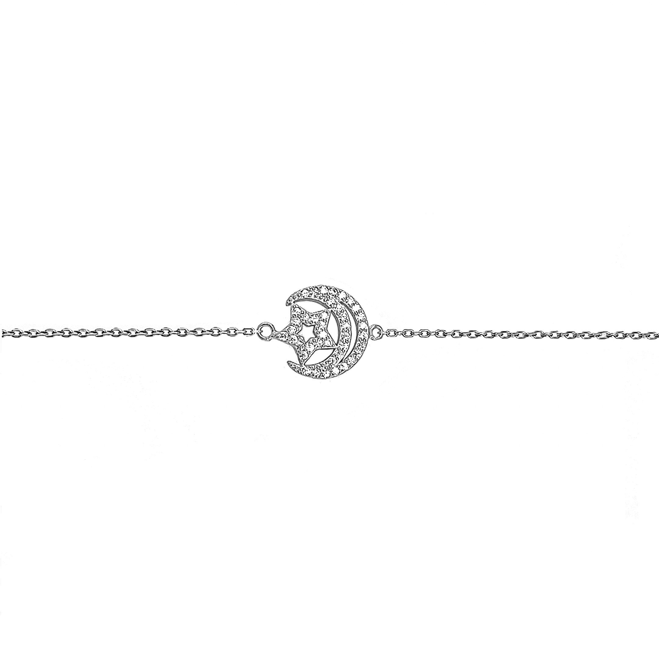 Asfour-Crystal-Sterling-Silver-925-Sparkle-Crescent-and-Star-Bracelet-Silver