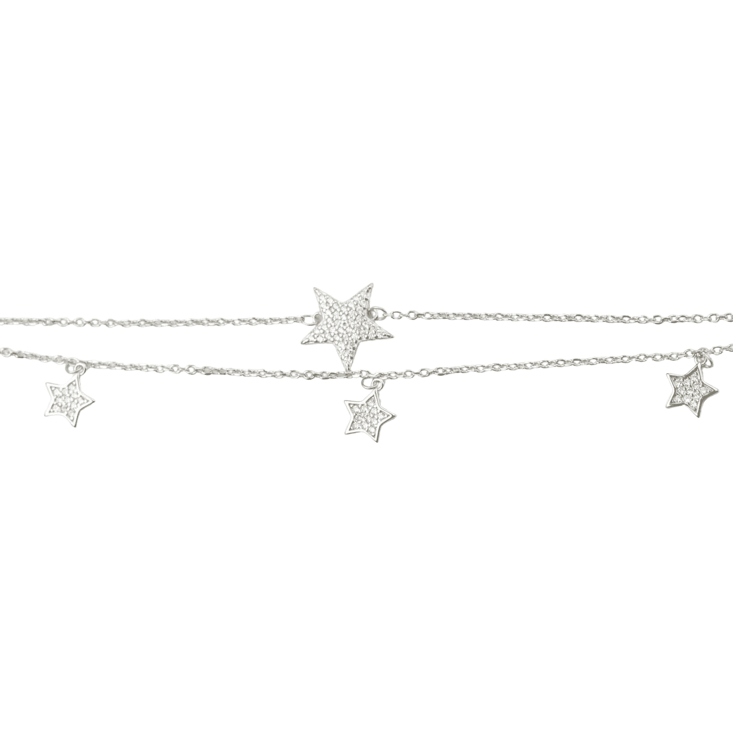 Asfour rounded Zircon Stone 925 Silver Chain-Bracelet - B1902