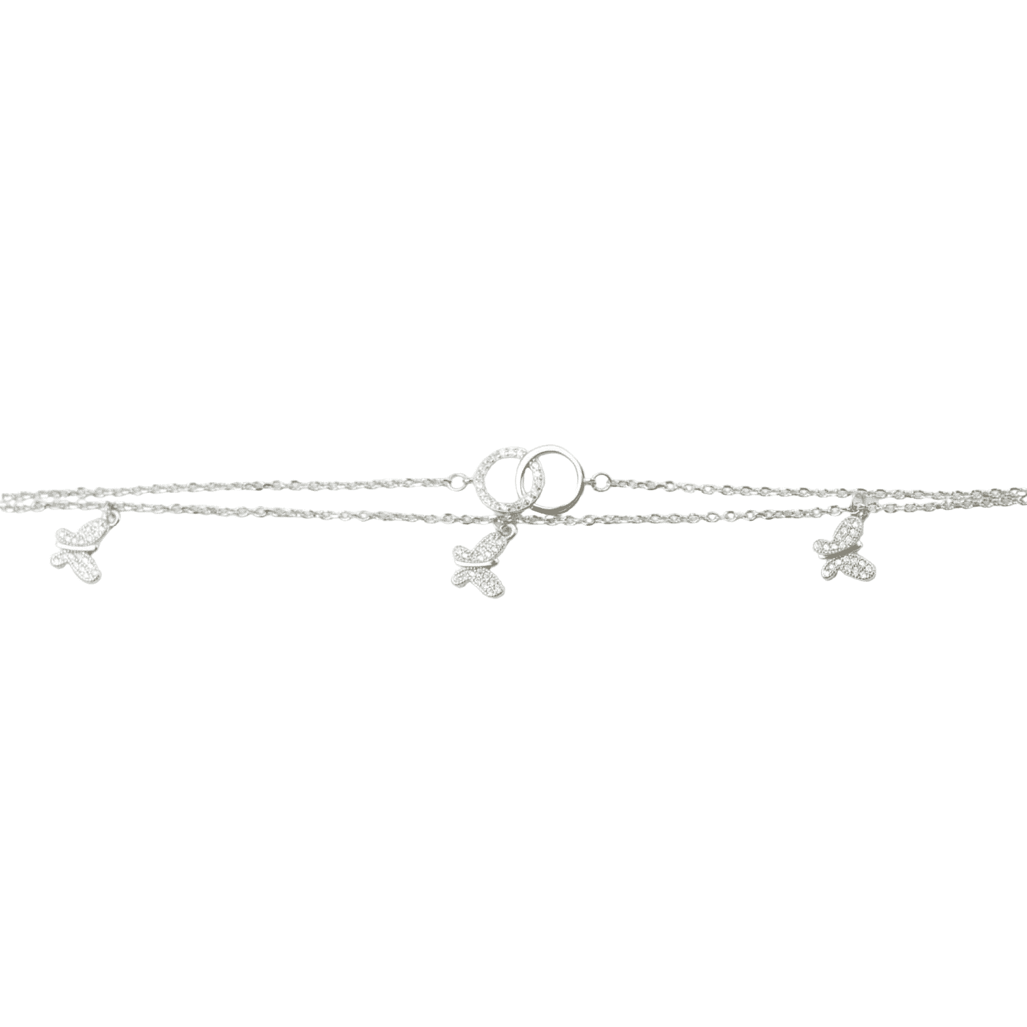 Asfour rounded Zircon Stone 925 Silver Chain-Bracelet - B1903