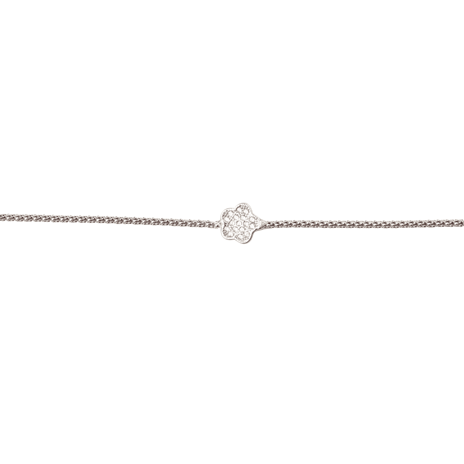 Asfour rounded Zircon Stone 925 Silver Chain-Bracelet - B1917