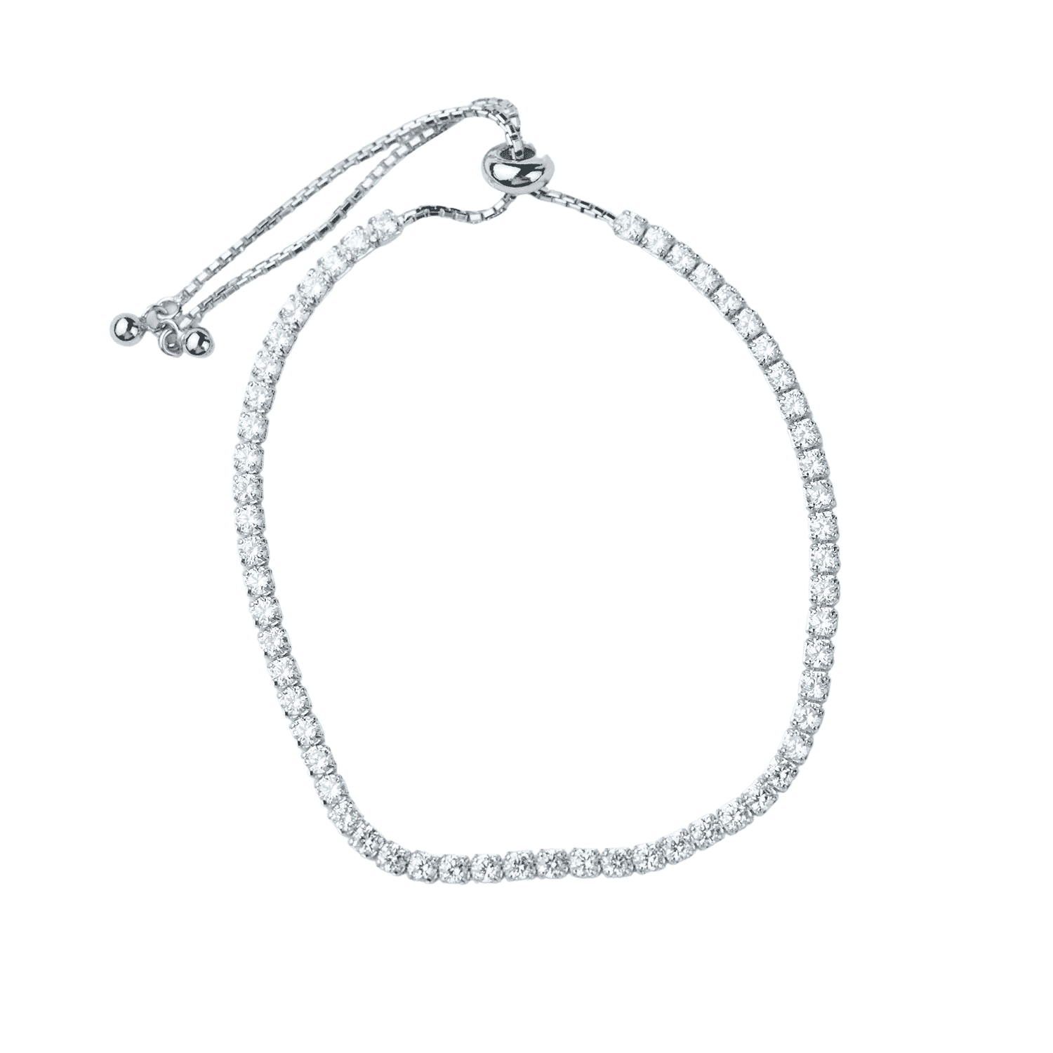 Asfour rounded Zircon Stone 925 Silver Chain-Bracelet - B1931