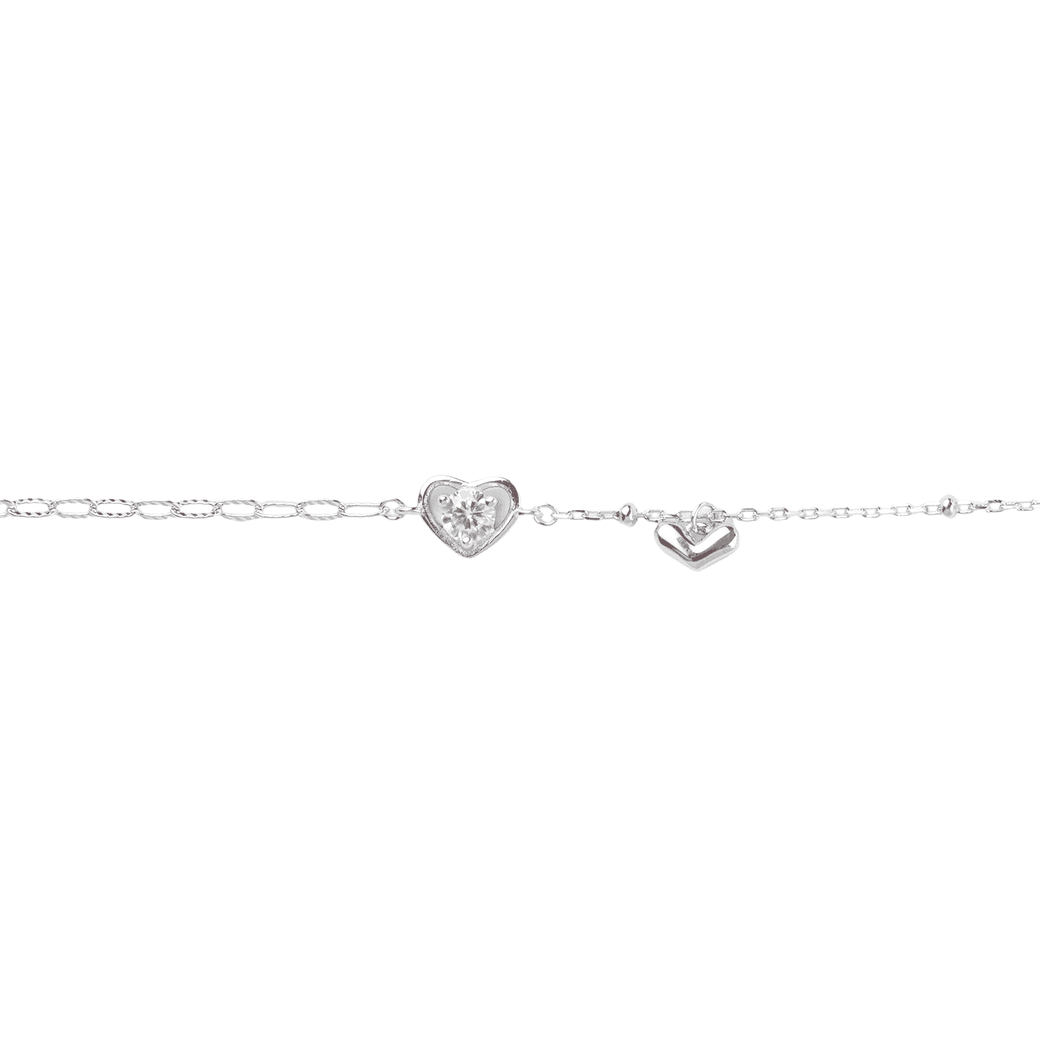 Asfour rounded Zircon Stone 925 Silver Chain-Bracelet - B1936