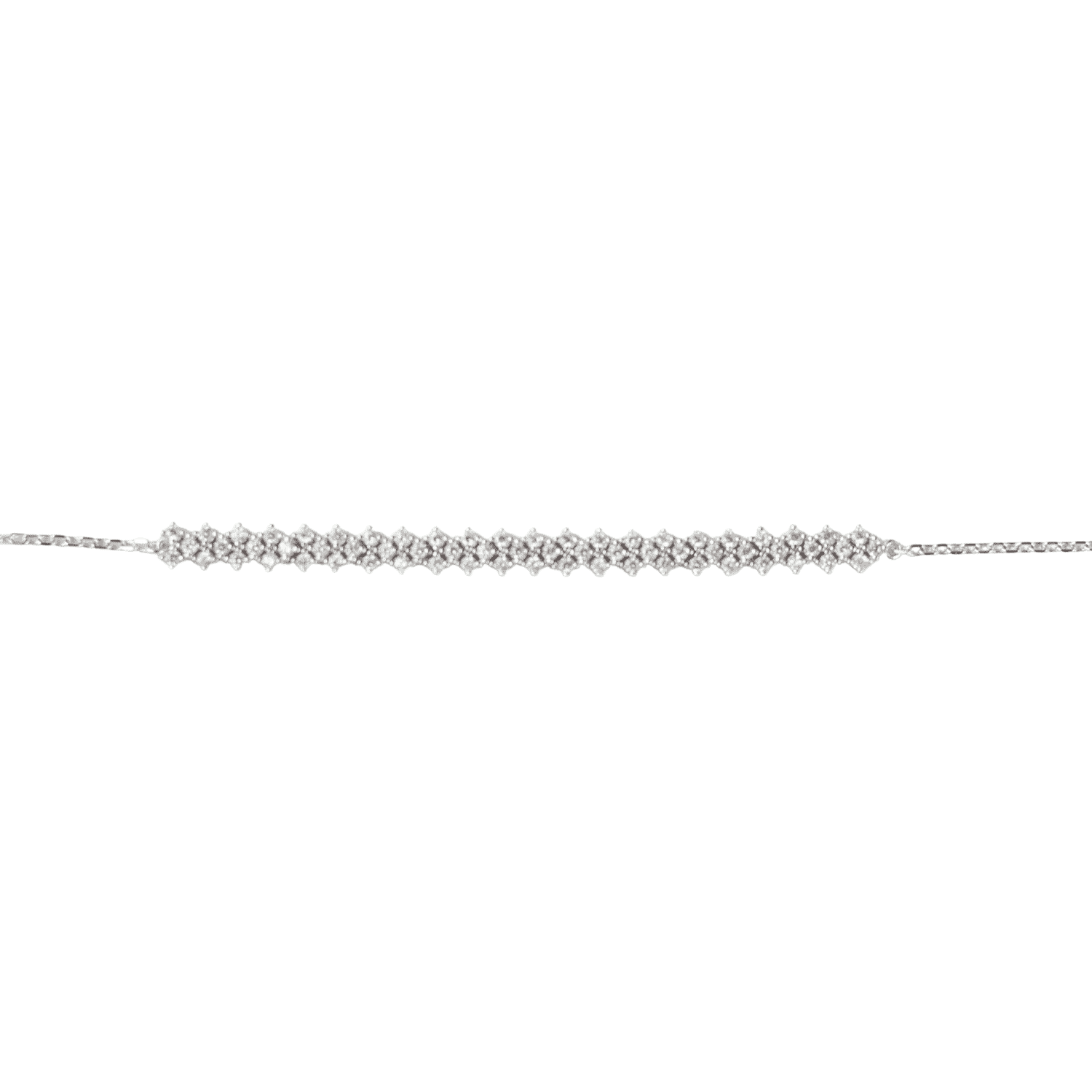 Asfour rounded Zircon Stone 925 Silver Chain-Bracelet - B1944