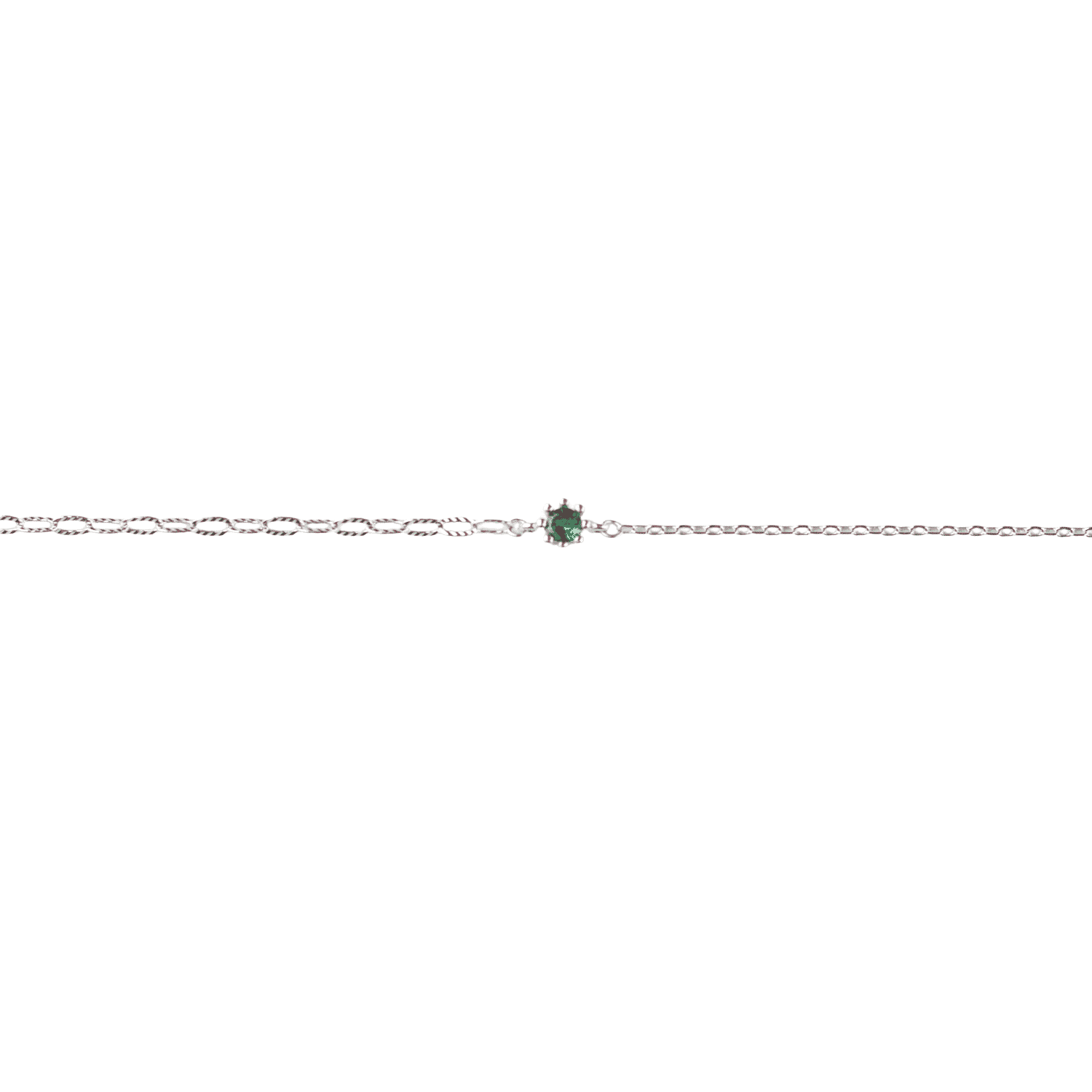 Asfour Zircon Rounded Shape 925 Sterling Silver Braclet,Green