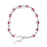 Asfour Crystal Tennis Bracelet With Turquoise Pear & Emerald Zircon In 925 Sterling Silver