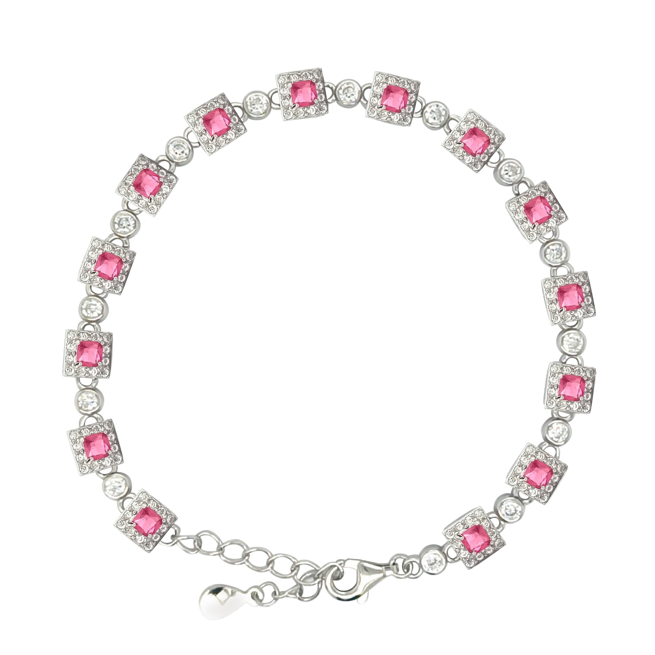 Asfour Crystal Tennis Bracelet With Turquoise Pear & Emerald Zircon In 925 Sterling Silver