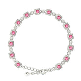 Asfour Crystal Tennis Bracelet With Turquoise Pear & Emerald Zircon In 925 Sterling Silver