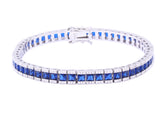 Asfour Crystal Tennis Bracelet With Blue Zircon Stones In 925 Sterling Silver BD0047-B