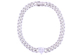 Asfour Crystal Cuban Chain Bracelet With Heart Design In 925 Sterling Silver BD0055-W