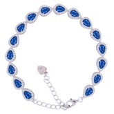 Asfour Crystal Tennis Bracelet With Turquoise Pear & Emerald Zircon In 925 Sterling Silver