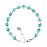 Asfour Crystal Tennis Bracelet With Turquoise Pear & Emerald Zircon In 925 Sterling Silver