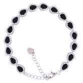 Asfour Crystal Tennis Bracelet With Turquoise Pear & Emerald Zircon In 925 Sterling Silver