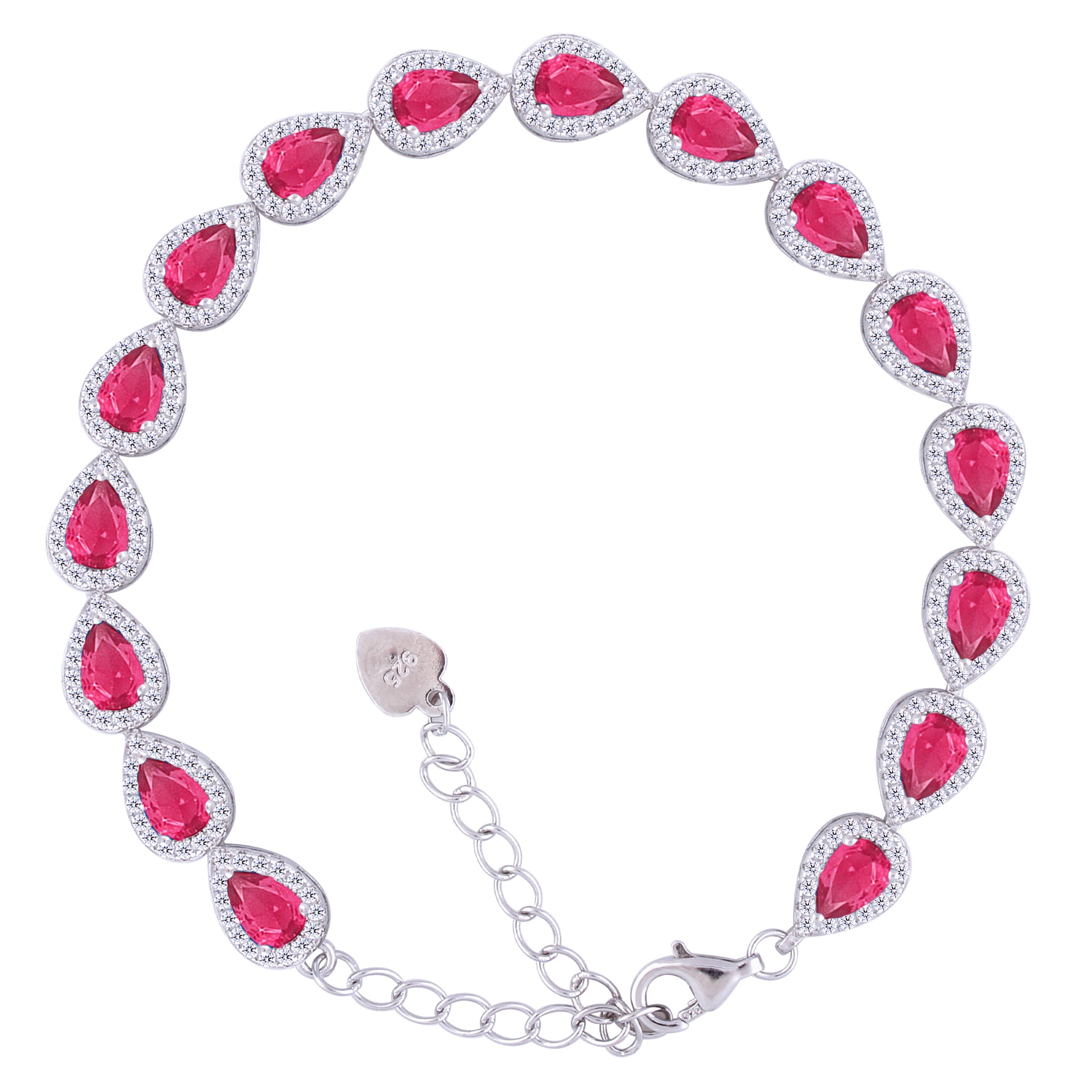 Asfour Crystal Tennis Bracelet With Turquoise Pear & Emerald Zircon In 925 Sterling Silver