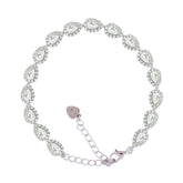 Asfour Crystal Tennis Bracelet With Turquoise Pear & Emerald Zircon In 925 Sterling Silver