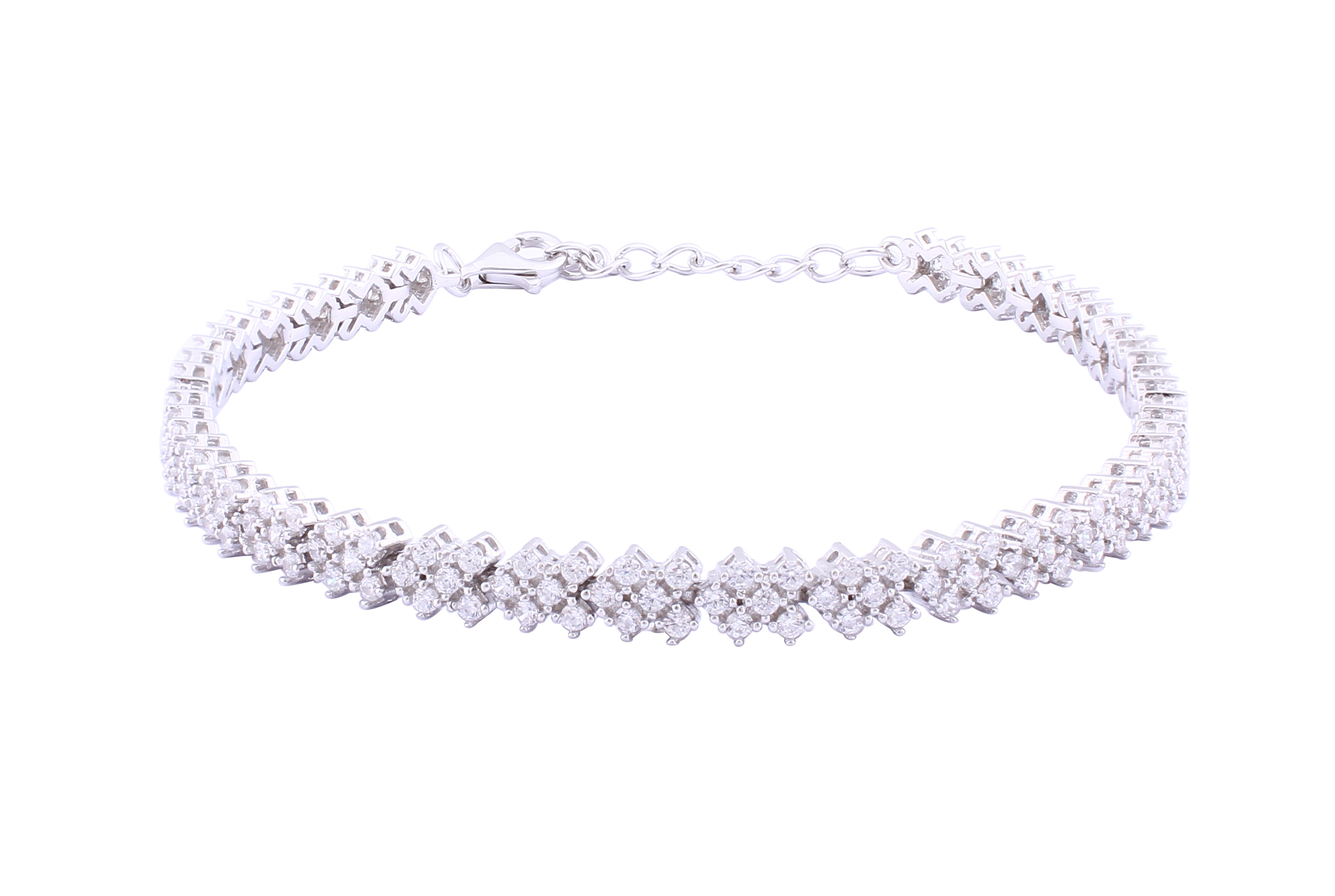 Asfour Crystal Tennis Bracelet Inlaid With Round Zircon Stones In 925 Sterling Silver BD0070