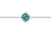Asfour Crystal Tennis Bracelet With Emerald Rhombus Design In 925 Sterling Silver BD0074-WG