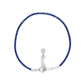 Asfour Crystal Tennis Bracelet With Turquoise Pear & Emerald Zircon In 925 Sterling Silver