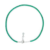 Asfour Crystal Tennis Bracelet With Turquoise Pear & Emerald Zircon In 925 Sterling Silver