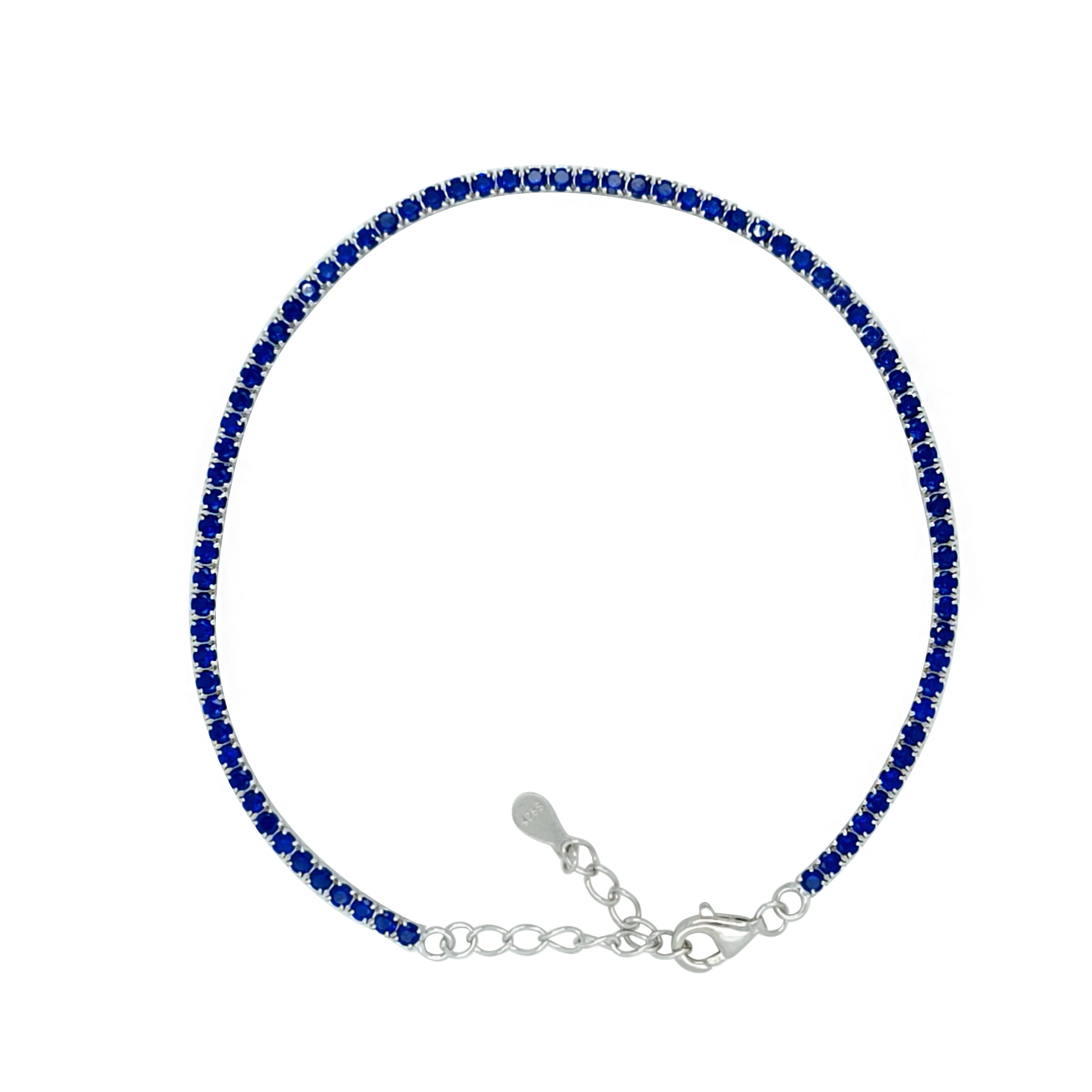 Asfour Crystal Tennis Bracelet With Turquoise Pear & Emerald Zircon In 925 Sterling Silver