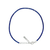 Asfour Crystal Tennis Bracelet With Turquoise Pear & Emerald Zircon In 925 Sterling Silver