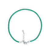 Asfour Crystal Tennis Bracelet With Turquoise Pear & Emerald Zircon In 925 Sterling Silver