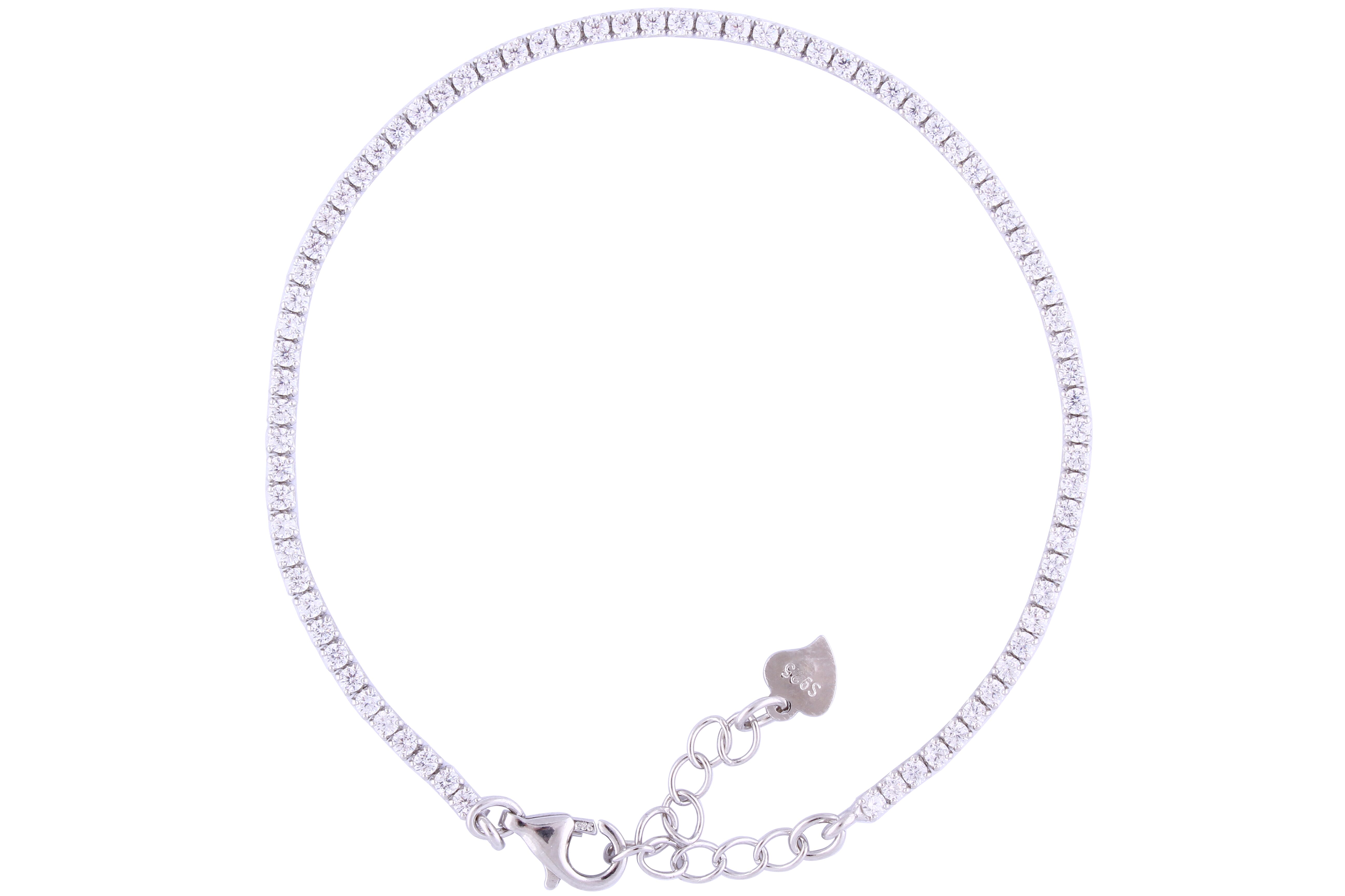 Asfour Crystal Tennis Bracelet With Round Zircon Stones In 925 Sterling Silver BD0097-W