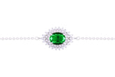 Asfour Crystal Chain Bracelet With Emerald Oval Zircon Stone In 925 Sterling Silver BD0099-WG