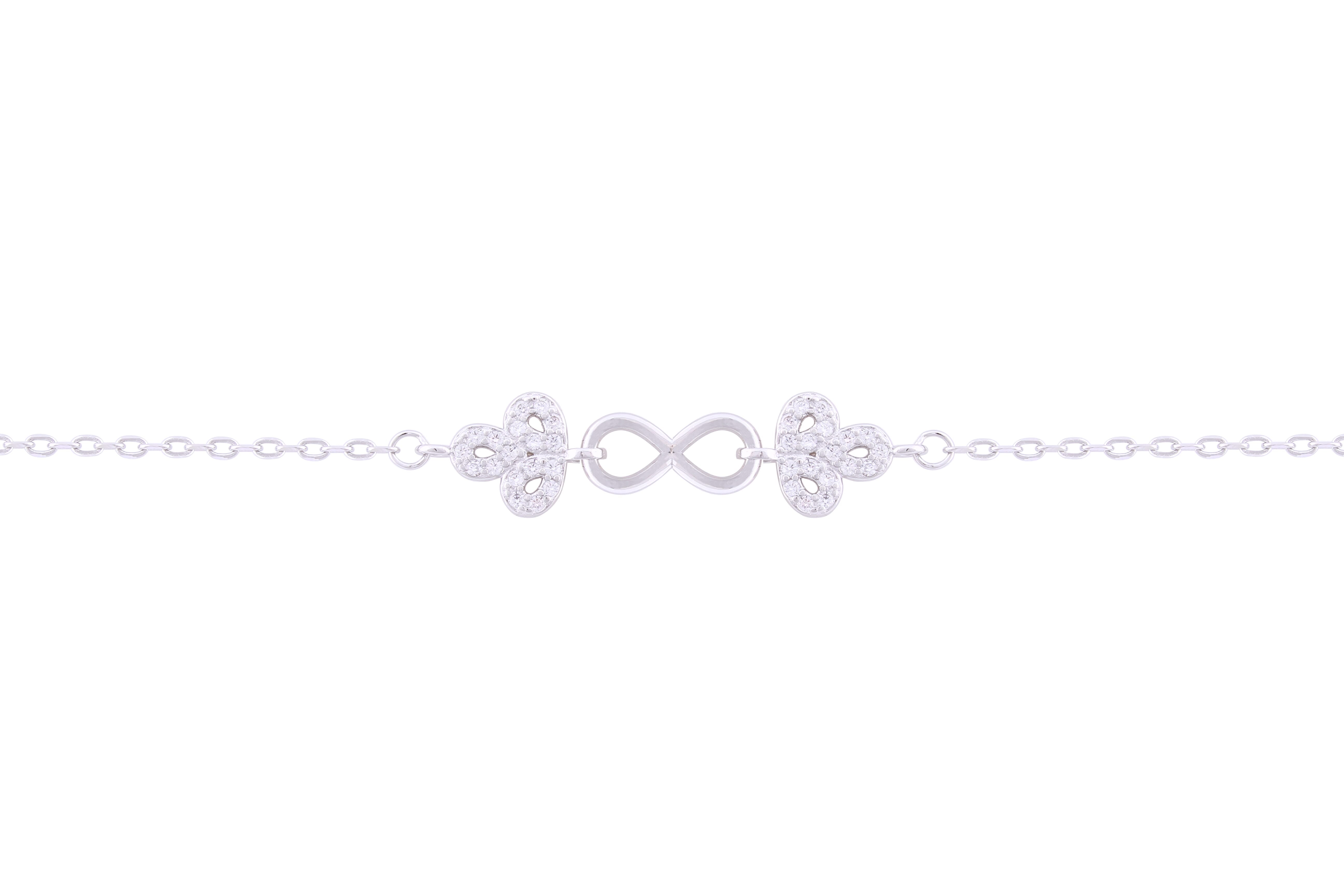 Asfour Crystal Chain Bracelet With Infinity Design In 925 Sterling Silver BD0107