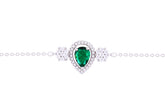 Asfour Crystal Chain Necklace With Emerald Pear Design In 925 Sterling Silver BD0109-WG