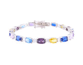 Asfour Crystal Tennis Bracelet With Multi Color Zircon Stones In 925 Sterling Silver