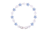 Asfour Crystal Tennis Bracelet With Light Blue Flower Design In 925 Sterling Silver