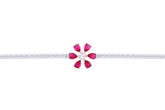 Asfour Crystal Tennis Bracelet With Fuchsia Flower Design In 925 Sterling Silver