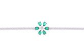 Asfour Crystal Tennis Bracelet With Emerald Flower Design In 925 Sterling Silver