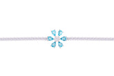 Asfour Crystal Tennis Bracelet With Aquamarine Flower Design In 925 Sterling Silver