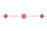 Asfour Crystal Chain Bracelet With Fuchsia Decorative Design In 925 Sterling Silver