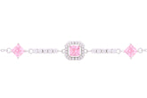 Asfour Crystal Chain Bracelet With Rose Decorative Design In 925 Sterling Silver