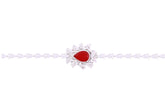 Asfour Crystal Tennis Bracelet With Fuchsia Pear Design In 925 Sterling Silver
