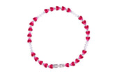 Asfour Crystal Tennis Bracelet With Fuchsia Heart Cut Zircon Stones In 925 Sterling Silver