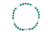 Asfour Crystal Tennis Bracelet With Emerald Heart Cut Zircon Stones In 925 Sterling Silver