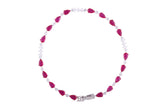 Asfour Crystal Tennis Bracelet With Fuchsia Pear Cut Zircon Stones In 925 Sterling Silver