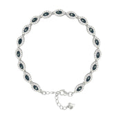 Asfour Crystal Tennis Bracelet With Turquoise Pear & Emerald Zircon In 925 Sterling Silver