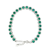 Asfour Crystal Tennis Bracelet With Turquoise Pear & Emerald Zircon In 925 Sterling Silver