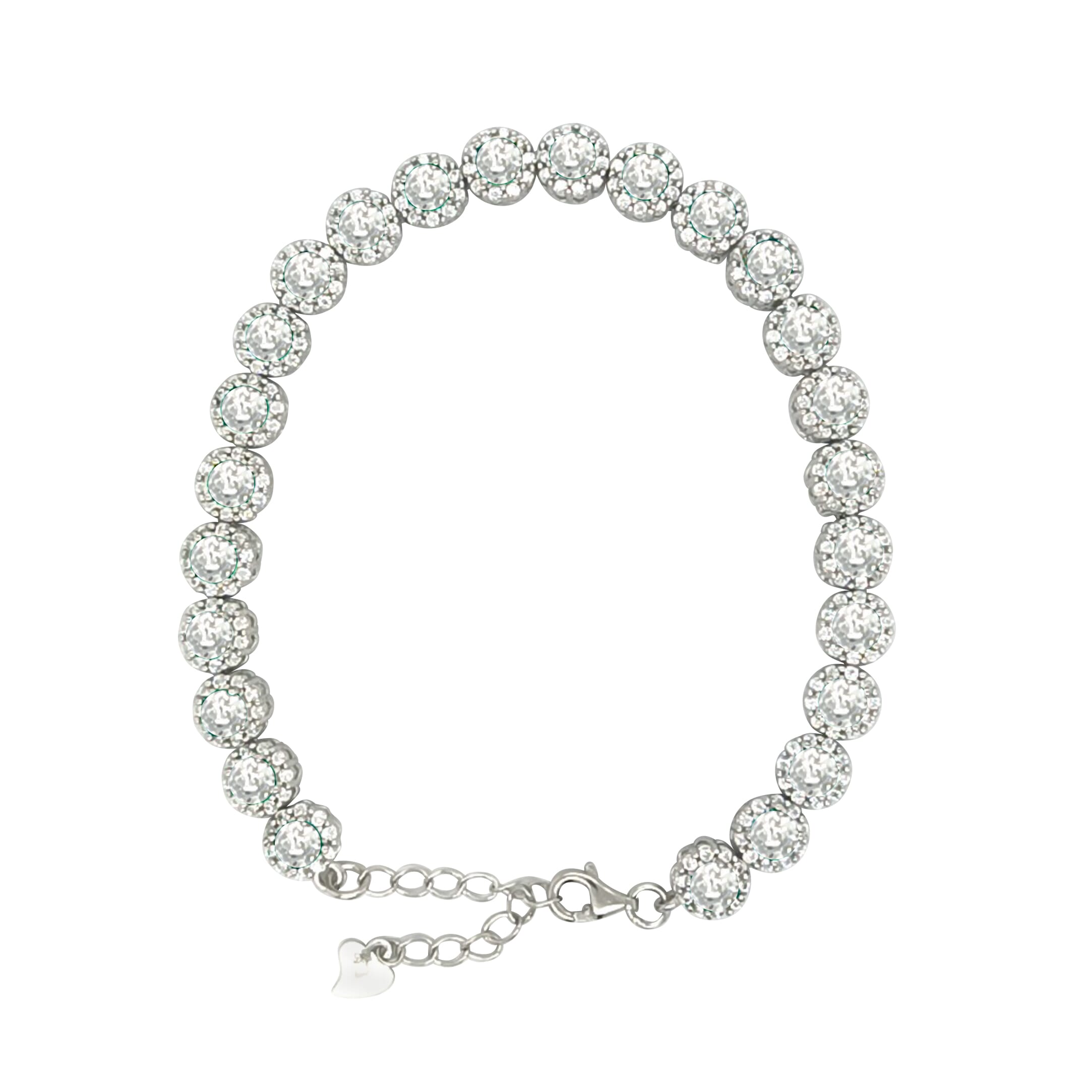 Asfour Crystal Tennis Bracelet With Turquoise Pear & Emerald Zircon In 925 Sterling Silver